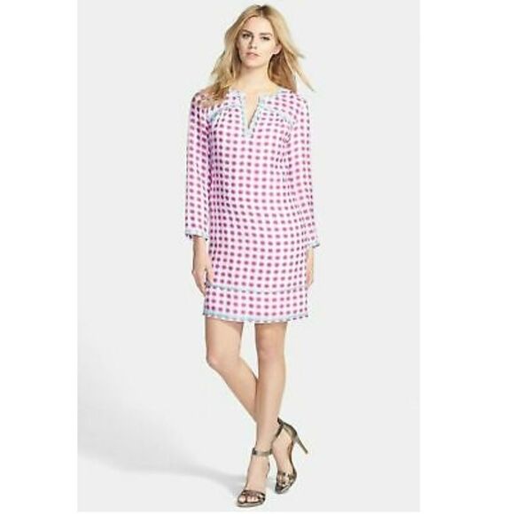 Vineyard Vines Tie-Dye Gingham Embroidered Dress - Picture 1 of 8